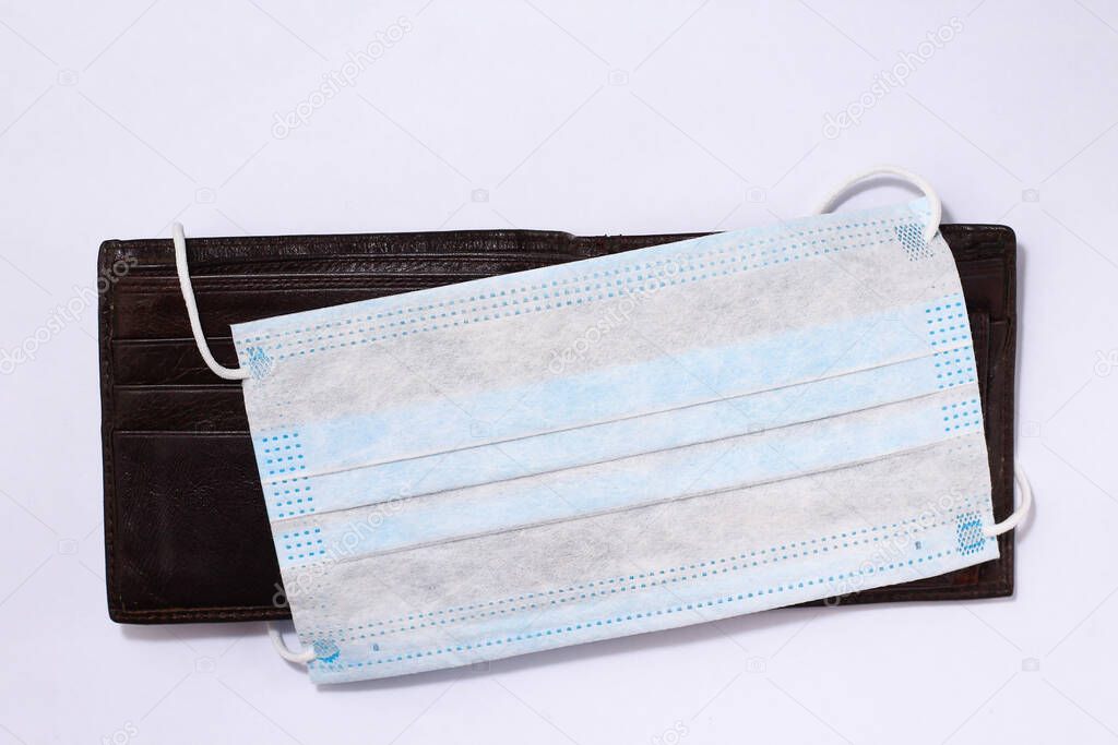 Wallet and Surgical Medical Mask, Covid-19, Background