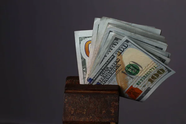 Dollars Sandwiched Old Vice Toned — Stock Photo, Image
