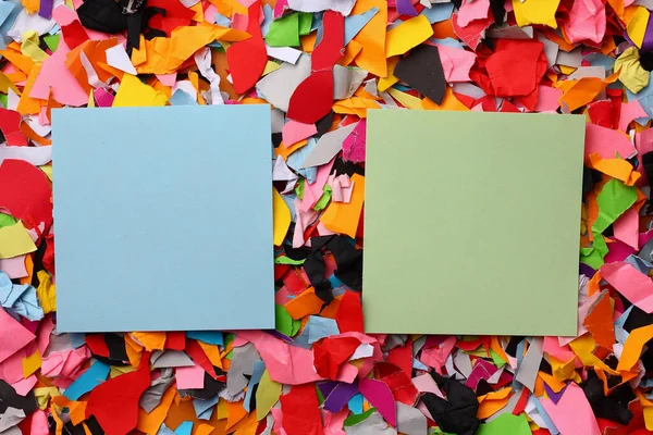 Due Adesivi Vuoti Con Posto Testo Sullo Sfondo Carta Colorata — Foto Stock