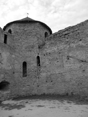 Akkerman Kalesi. Kule, siyah beyaz fotoğraf. Belgorod-Dinyester.