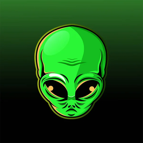 Alien Head Mascot Logo Illustration — Stock Vector