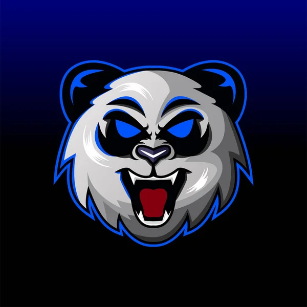 Wütend Panda Kopf Maskottchen Logo Design — Stockvektor