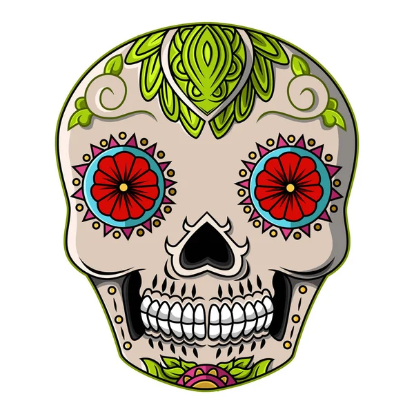 Cráneo Azúcar Cabeza Mascota Logo Design — Archivo Imágenes Vectoriales