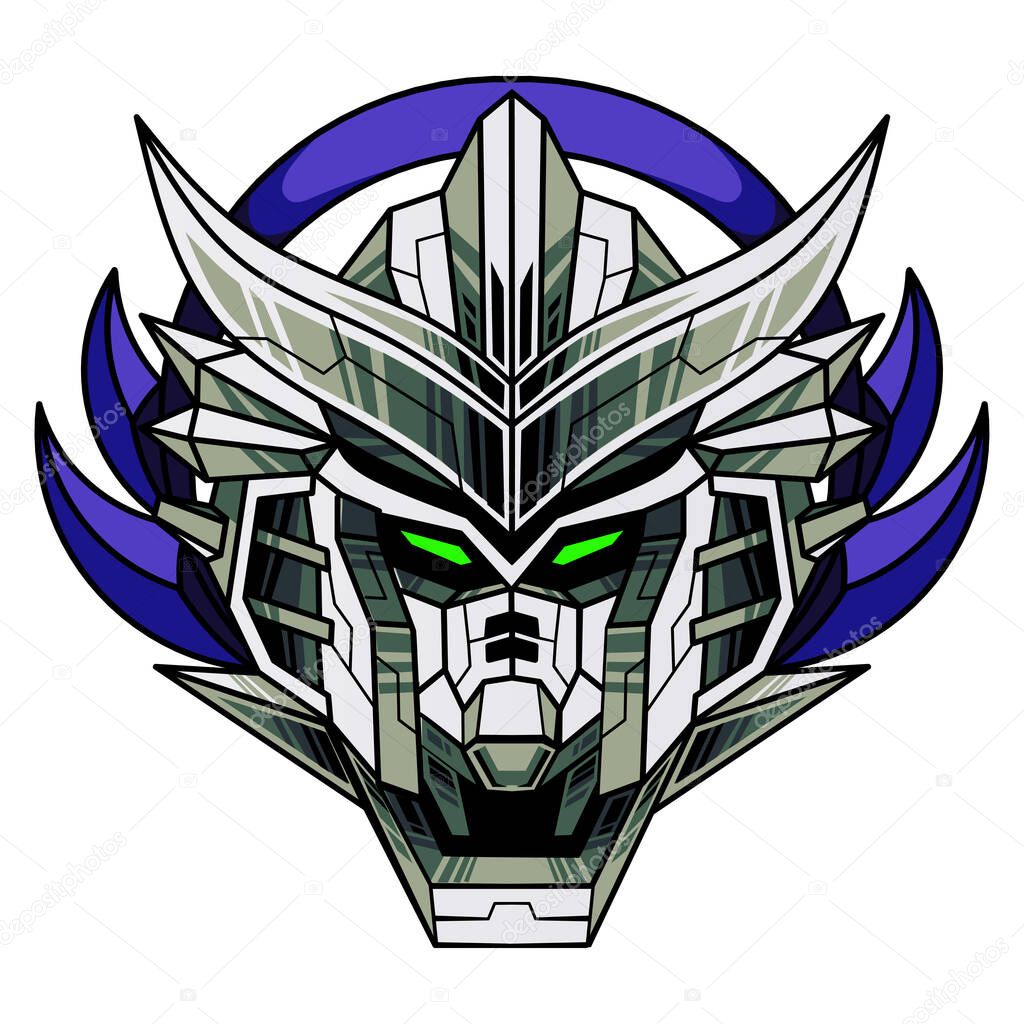 Diseño del logotipo de la mascota de la cabeza robot 2024