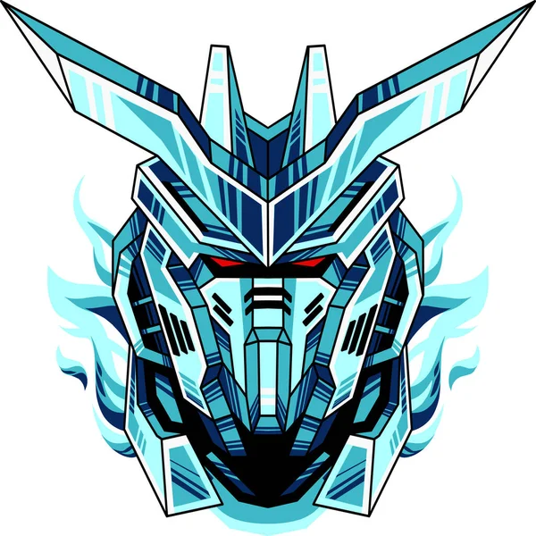 Mavi Robot Maskot Logosu Tasarımı — Stok Vektör