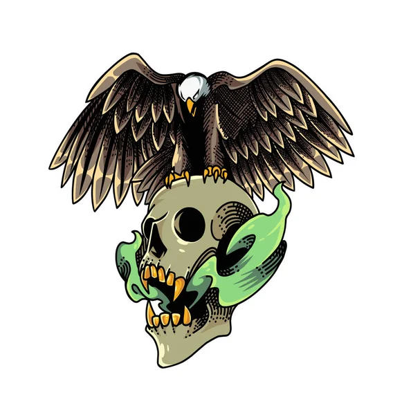 イーグルマスコットロゴと頭蓋骨 — ストックベクタ