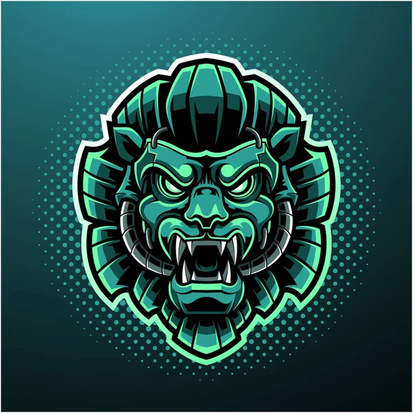 Дизайн Логотипа Зеленого Льва — стоковый вектор