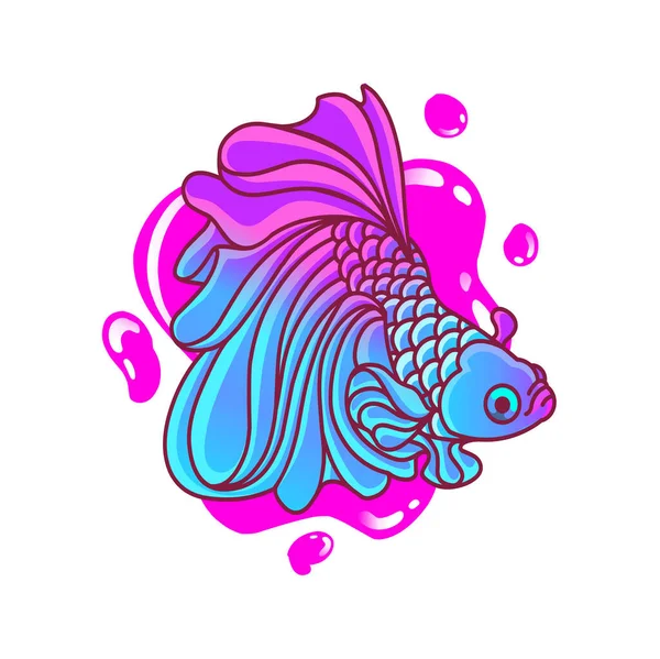 Gambar Logo Maskot Ikan Betta - Stok Vektor