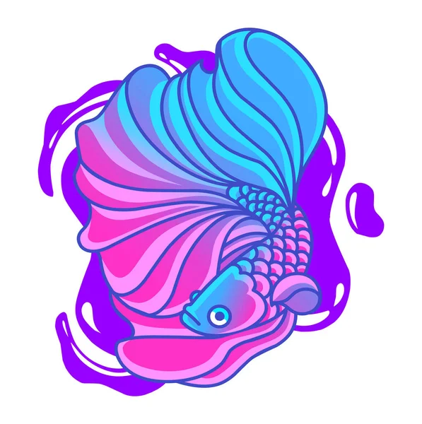 ベッタ魚マスコットのロゴデザイン — ストックベクタ