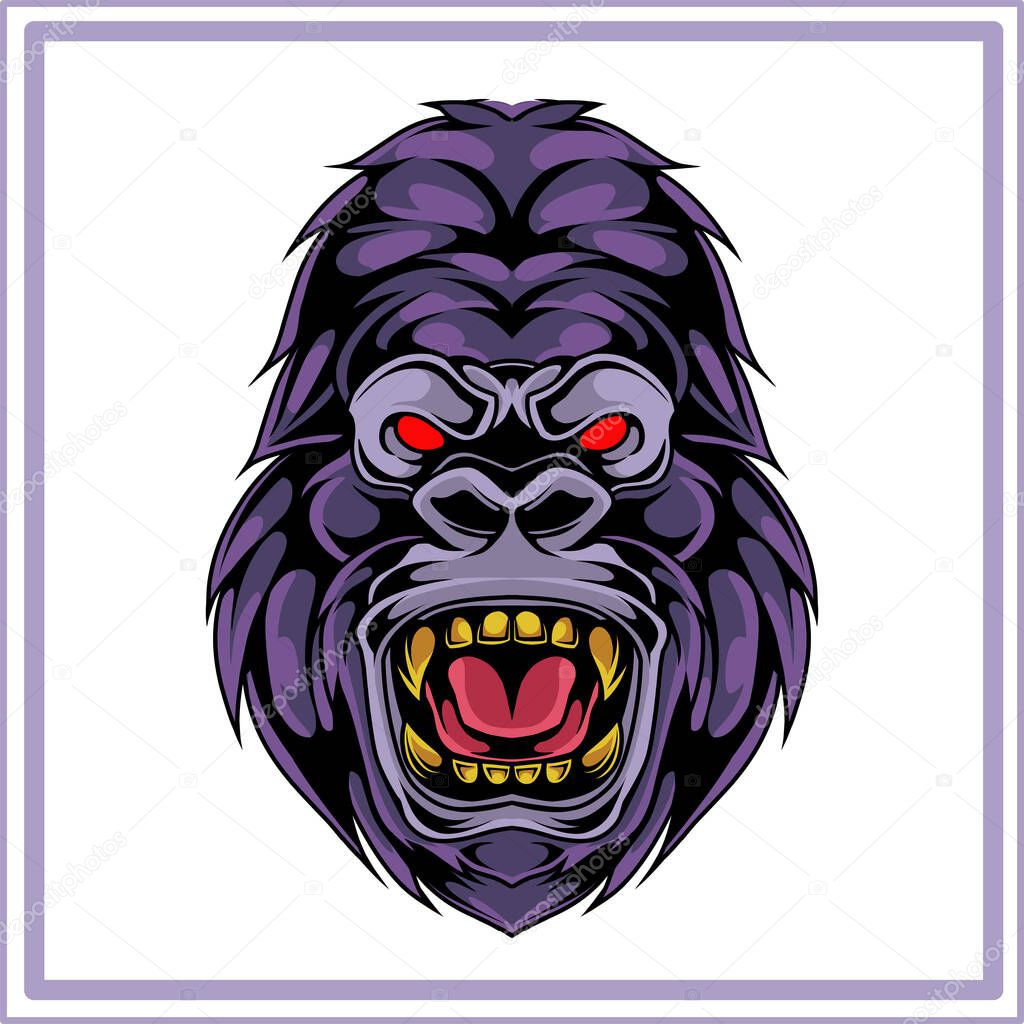 Kong head mascot logo design 