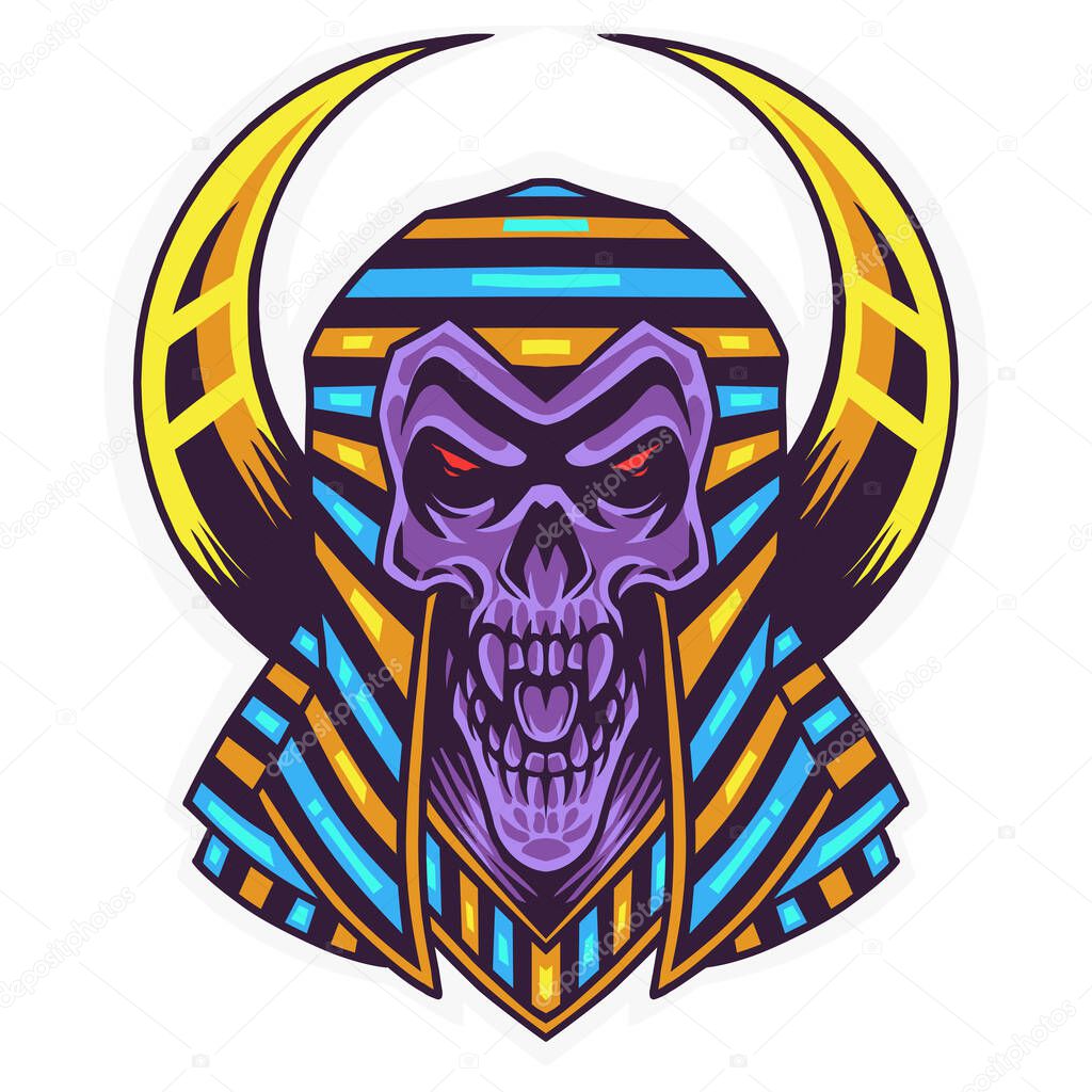 Skull pharaoh head mascot logo design