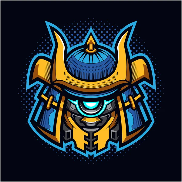 Shogun Robot Cabeza Mascota Logo — Vector de stock