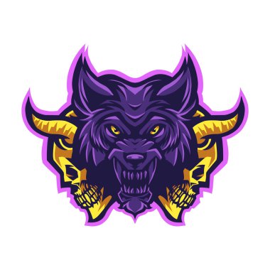 Kafatası maskotu logosu olan kurt kafası.