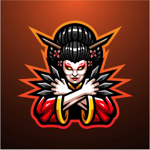 Conception Logo Mascotte Geisha Head — Image vectorielle