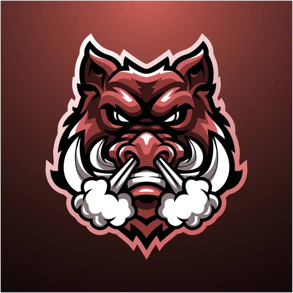 Wildschweinkopf Maskottchen Logo — Stockvektor