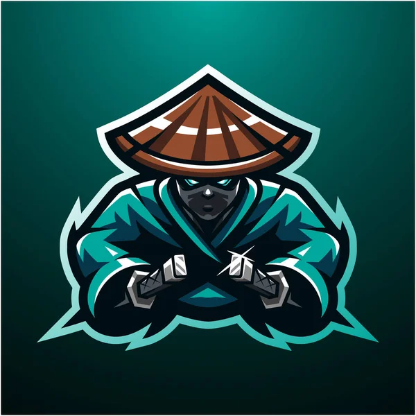 Ninja Esport Maskot Logosu Tasarımı — Stok Vektör