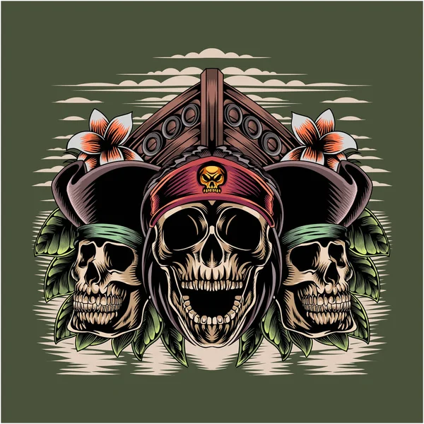 Logo Maskotki Esportu Głowy Piratów — Wektor stockowy