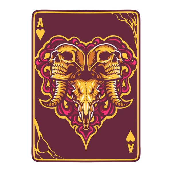 Голова Черепа Картці Покеру — стоковий вектор