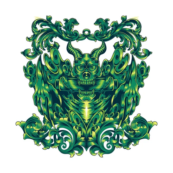 Diablo Cabeza Mascota Logo Diseño — Vector de stock