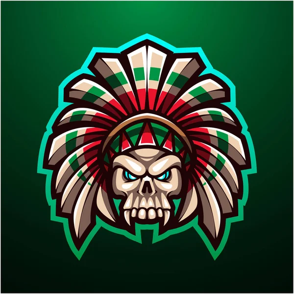 Stammesschädel Kopf Maskottchen Logo — Stockvektor