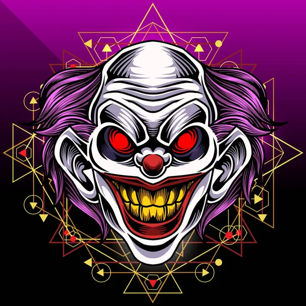 Clown Esport Disegno Logo Della Mascotte — Vettoriale Stock