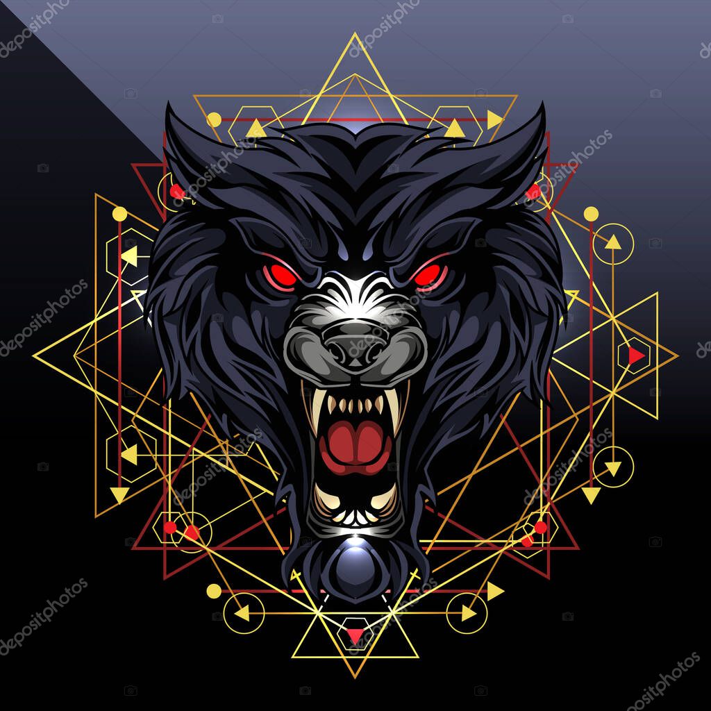 Wild wolf head esport mascot logo design