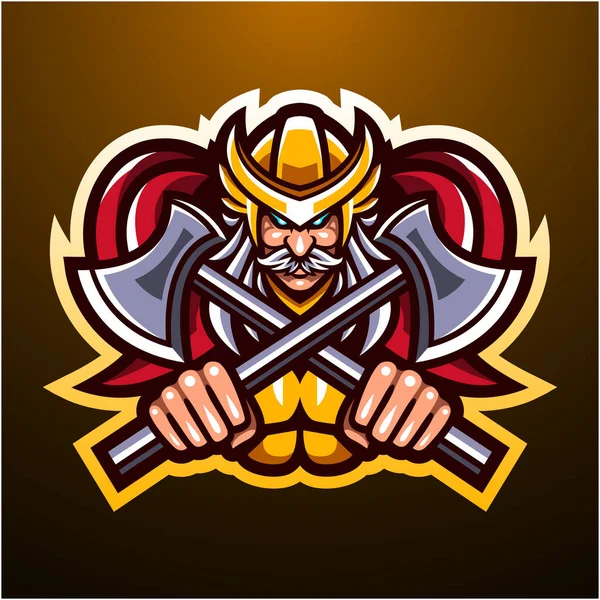 Odin Esport Maskottchen Logo Design — Stockvektor