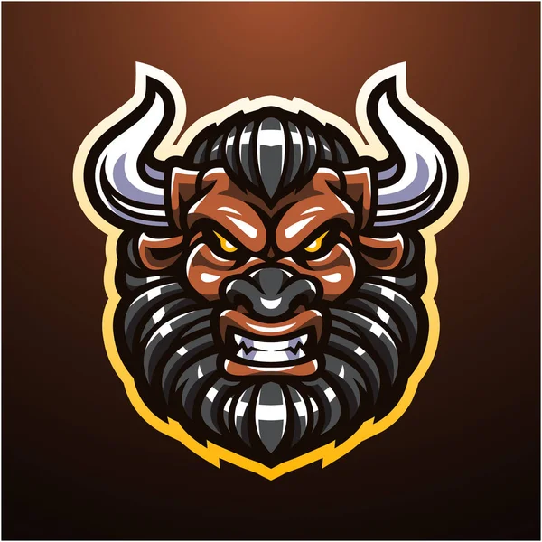 Minotaurus Kopf Maskottchen Logo Design — Stockvektor