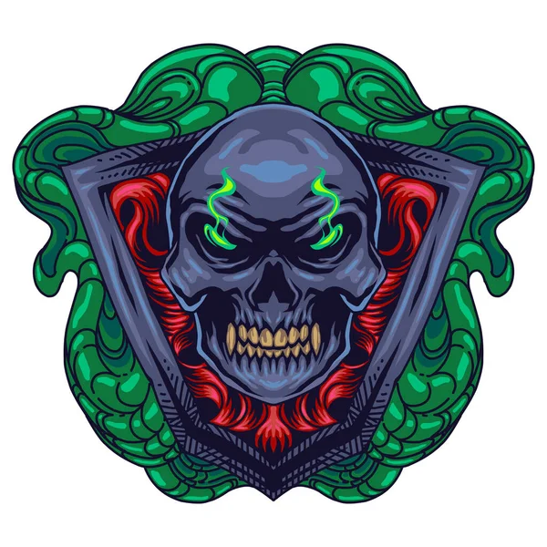 悪魔の頭のマスコットのロゴデザイン — ストックベクタ