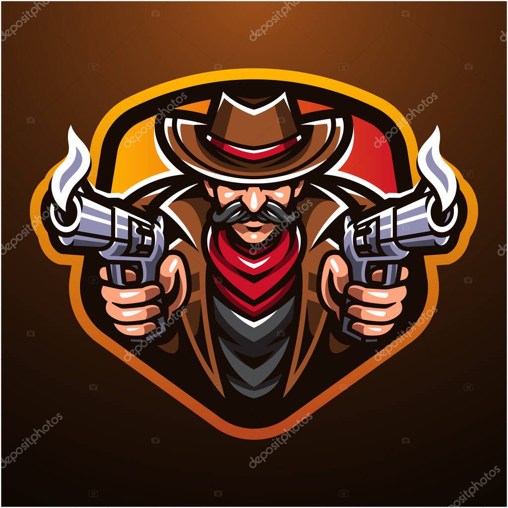 Cowboy esport mascot logo design