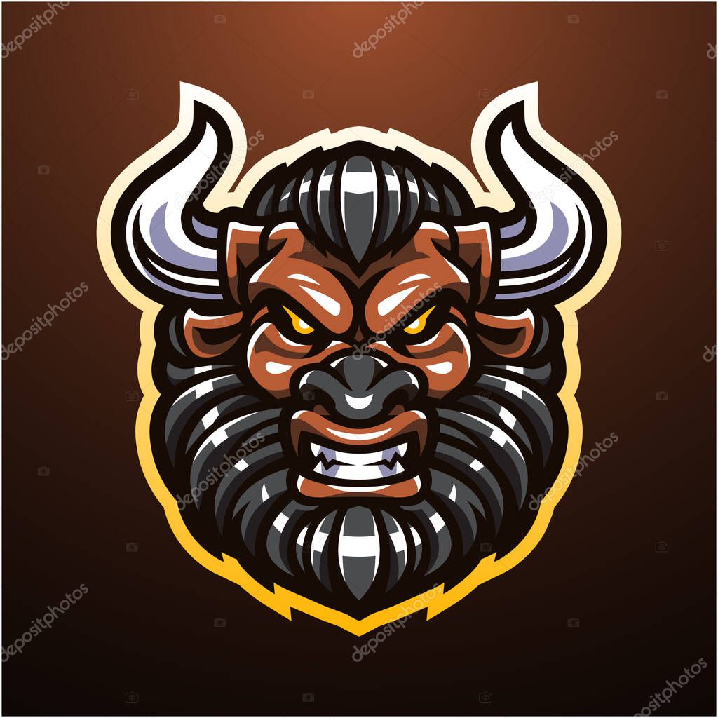 Minotaur head mascot logo design