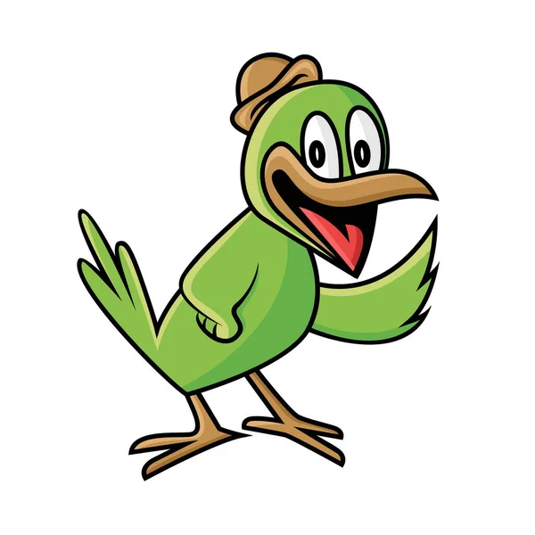 Bird Animal Cartoon Character Wearing Pilgrims Hat Vector Illustration Flat — Stock Vector
