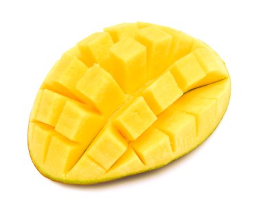 Mango küpleri. Beyaz bir arka planda izole edilmiş. Yakın plan..