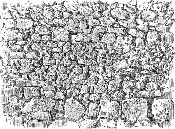 Boceto de un viejo muro de piedra — Vector de stock
