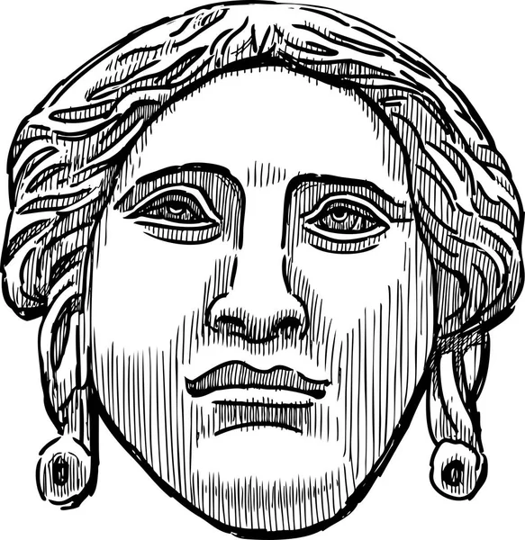Die antike klassische Maske eines weiblichen Gesichts — Stockvektor
