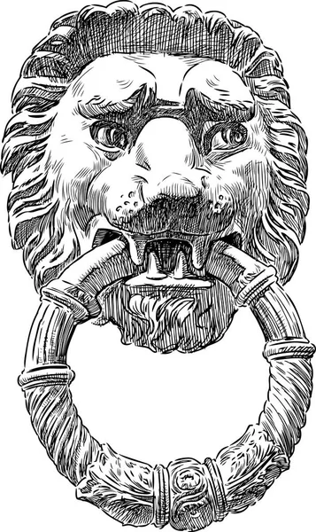 The door handle in the form of the lion head — Stock Vector