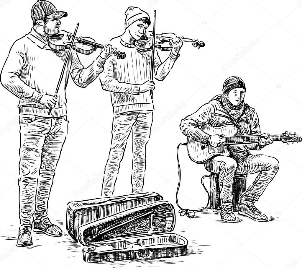  the trio of the buskers