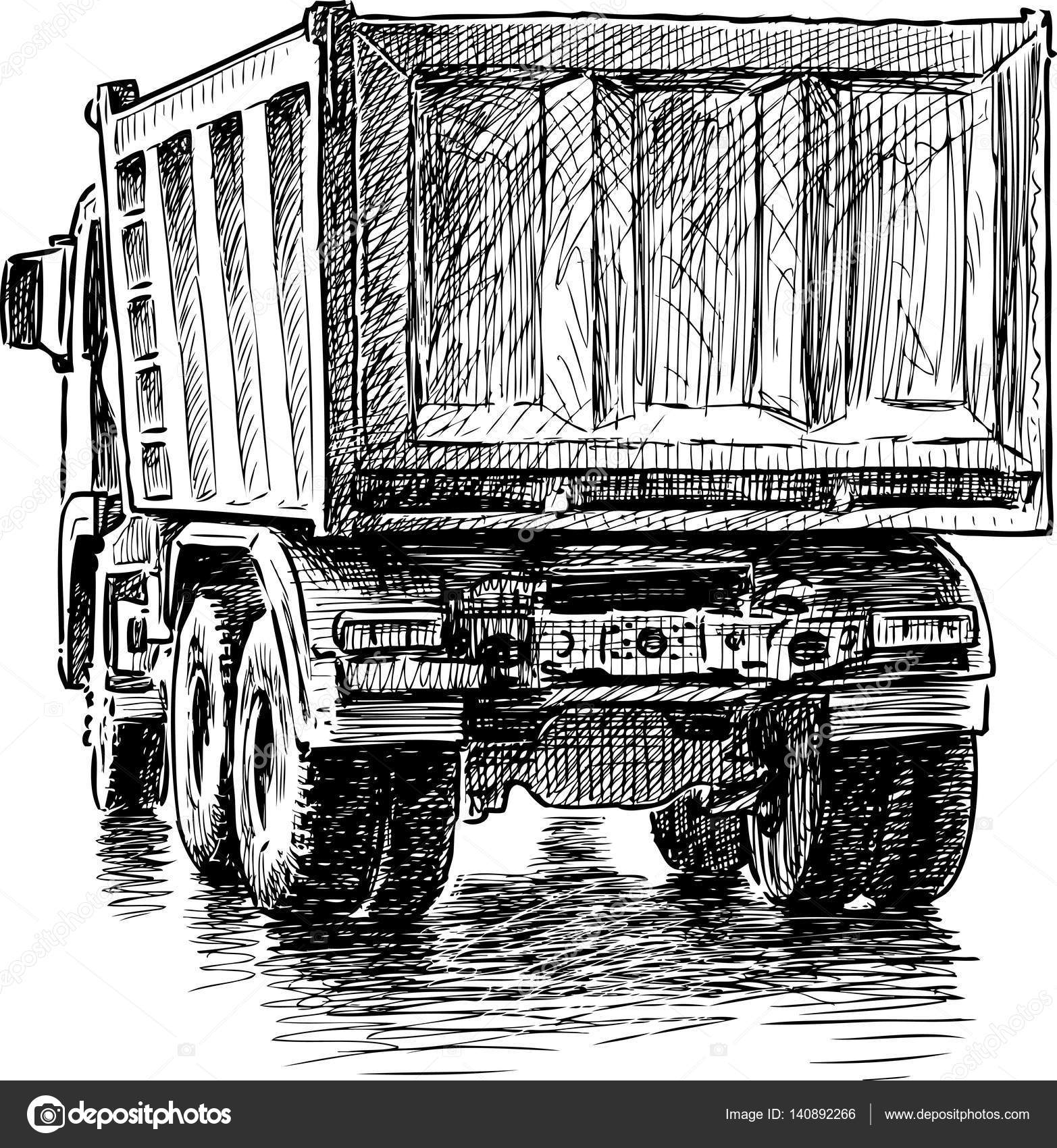 Vector Sketch Drawing Illustration of Truck - Stock Illustration [45151482]  - PIXTA