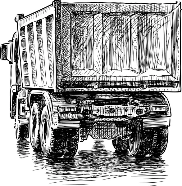 Rückansicht des schweren Lastwagens — Stockvektor