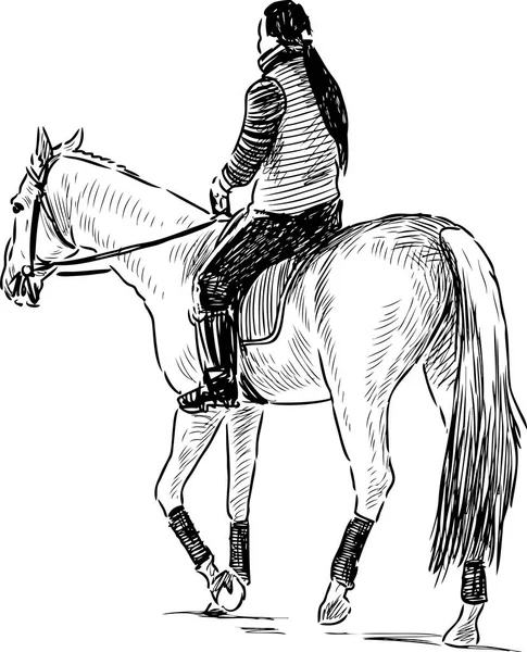 Una chica a caballo — Vector de stock