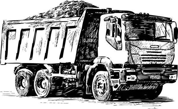 Skizze eines schweren Lastwagens — Stockvektor