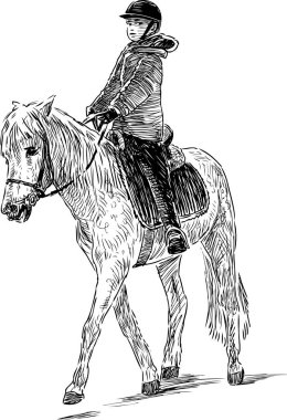 A child is riding a horse clipart