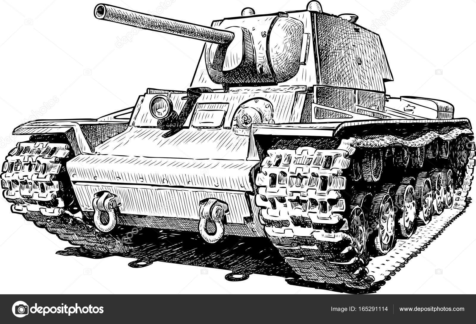 Эскиз Старого Боевого Танка Векторное Изображение ©alekseimakarov.