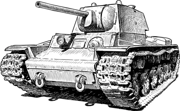 Skizze eines alten Kampfpanzers — Stockvektor