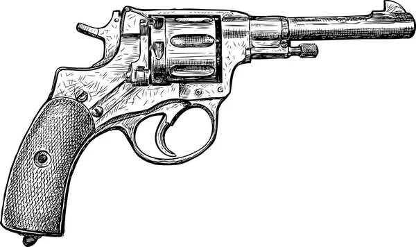 Sketch of an old revolver — Stock Vector