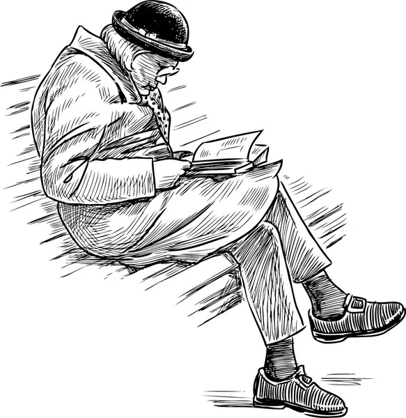 Seniorin liest Buch auf Parkbank — Stockvektor