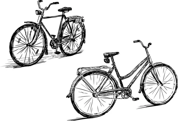 Bocetos Las Bicicletas Ciudad — Vector de stock