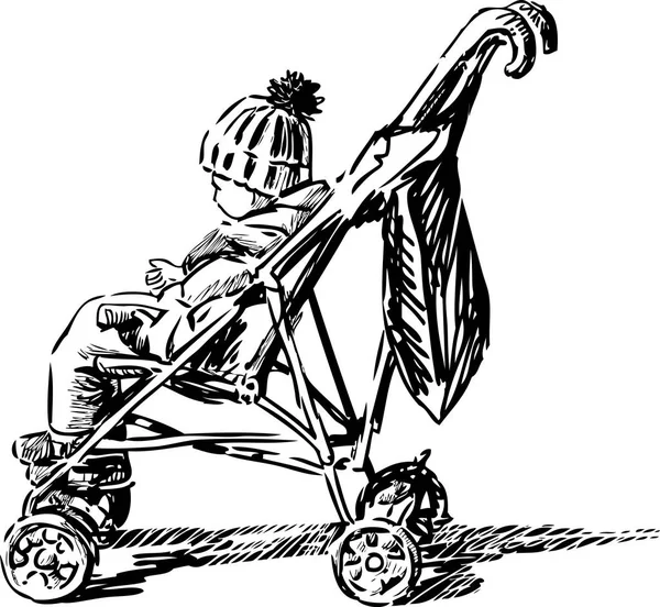 Dziecko Siedzi Jego Wózek — Wektor stockowy