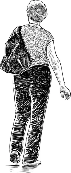 Σκίτσο Του Casual Γυναίκα Πεζός — Διανυσματικό Αρχείο