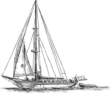 Sailing boat in a travel clipart